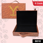 Top view of the ClassiCarry multi-purpose leather case, showcasing its refined texture.