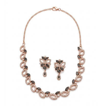 Women's Brass Silver Plated Necklace set (Silver)