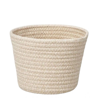 Cotton Pack Of_2 White Pen Holder Storage Basket For Clothes (White)