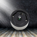 Top-down view of an outdoor solar lamp, ideal for ambient garden landscape lighting.