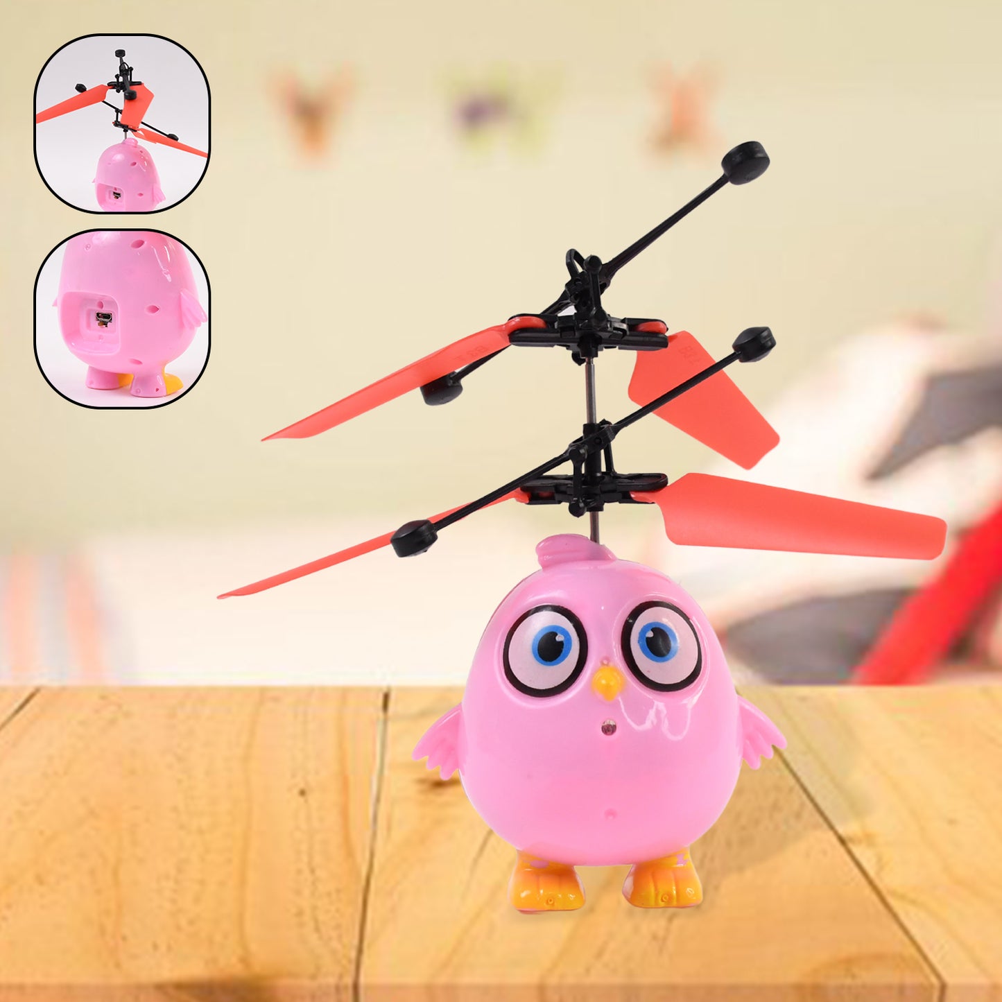 Flying Bird Rc Toy With Led Amp Remote Control  Pink Owl Design (1 Set)