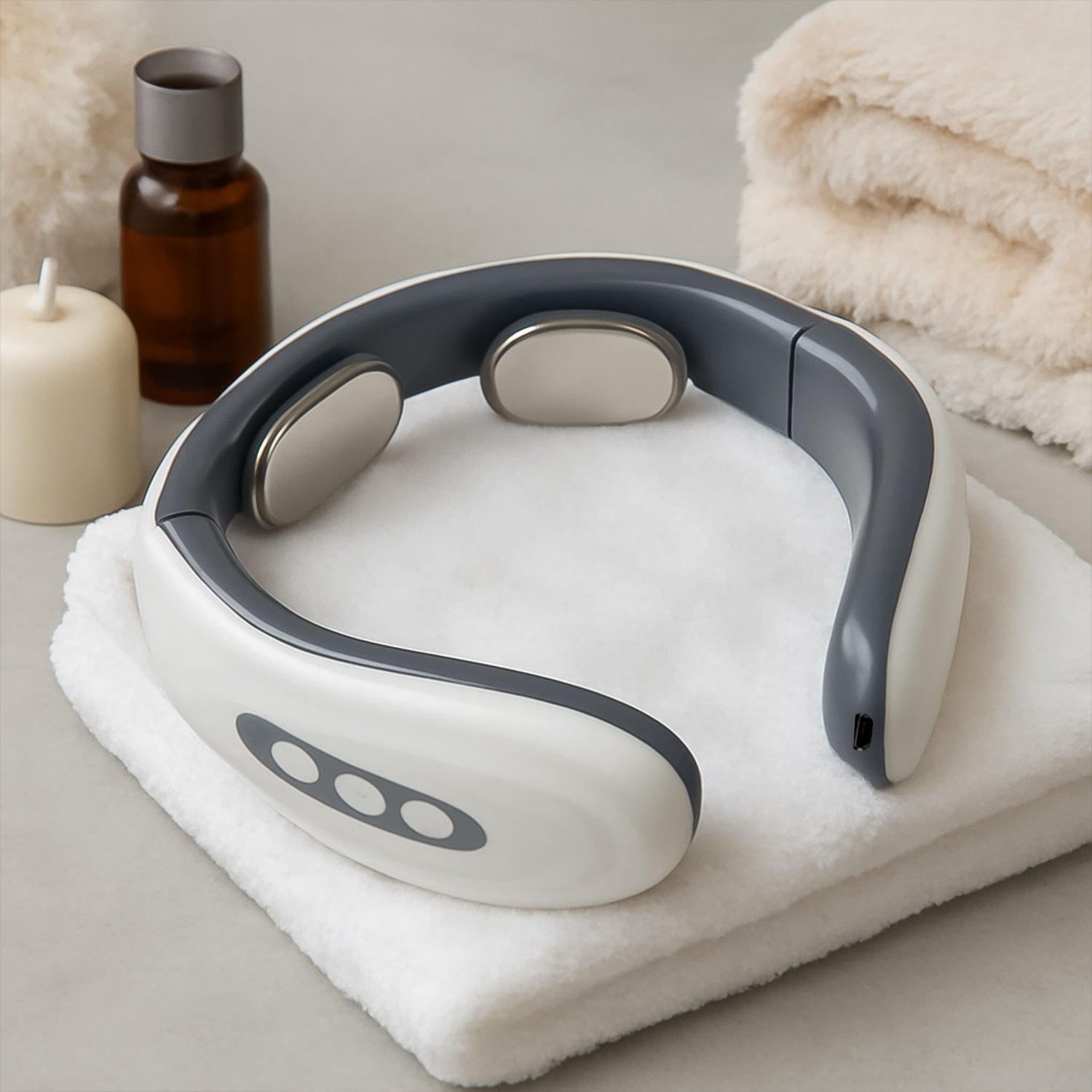 Wireless electric neck and back pulse massager with heat therapy by Velvet Wellness
