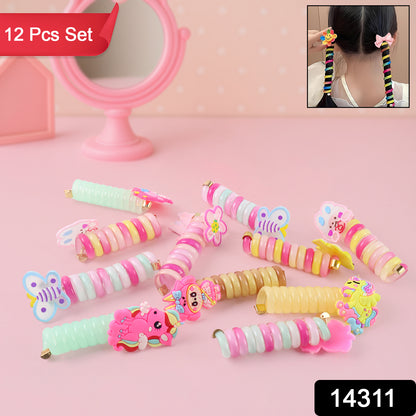 Spiral Hair Braiding Clips For Kids (12 Pc   Mix Design)