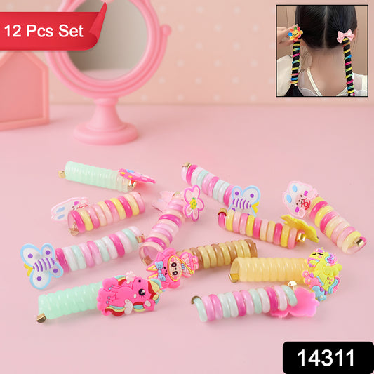 Spiral Hair Braiding Clips For Kids (12 Pc   Mix Design)