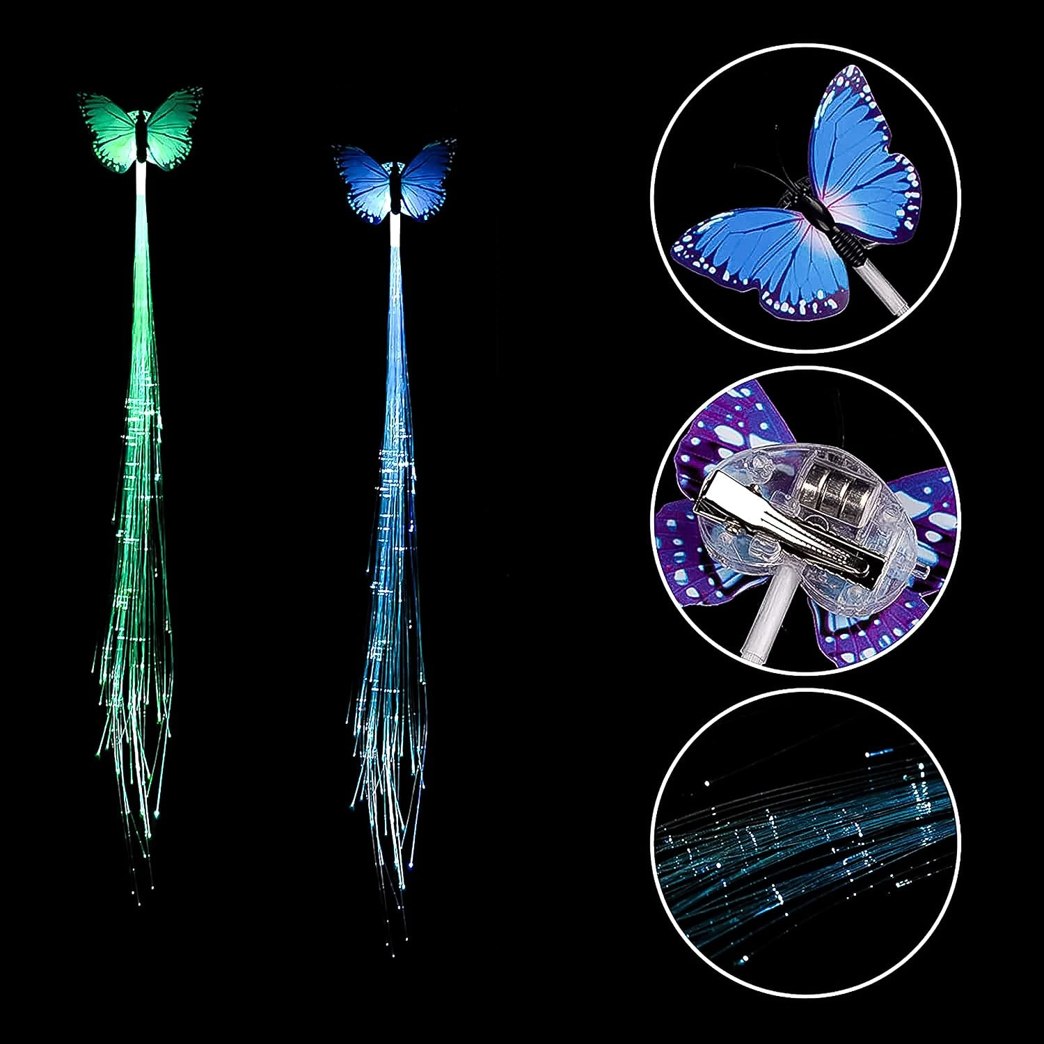 Led Butterfly Hair Braid Clip (Mix Color 1 Pc)