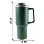 Diagram displaying dimensions of the 1200ML insulated travel mug