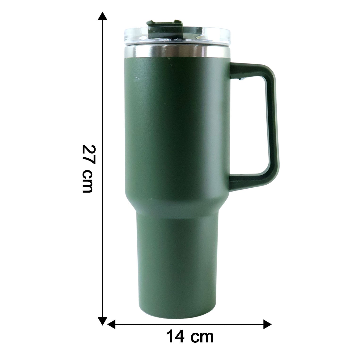 Diagram displaying dimensions of the 1200ML insulated travel mug