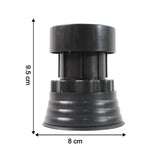 Size illustration showing adjustable furniture riser dimensions
