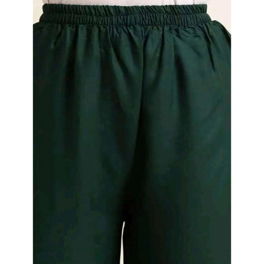Women's Casual Rayon Solid Ankle Length Palazzo (Green, Free Size)