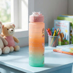 900ml motivational gradient water bottle with inspirational design and flip-top lid