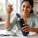 Complete stainless steel water bottle set with bonus and brush