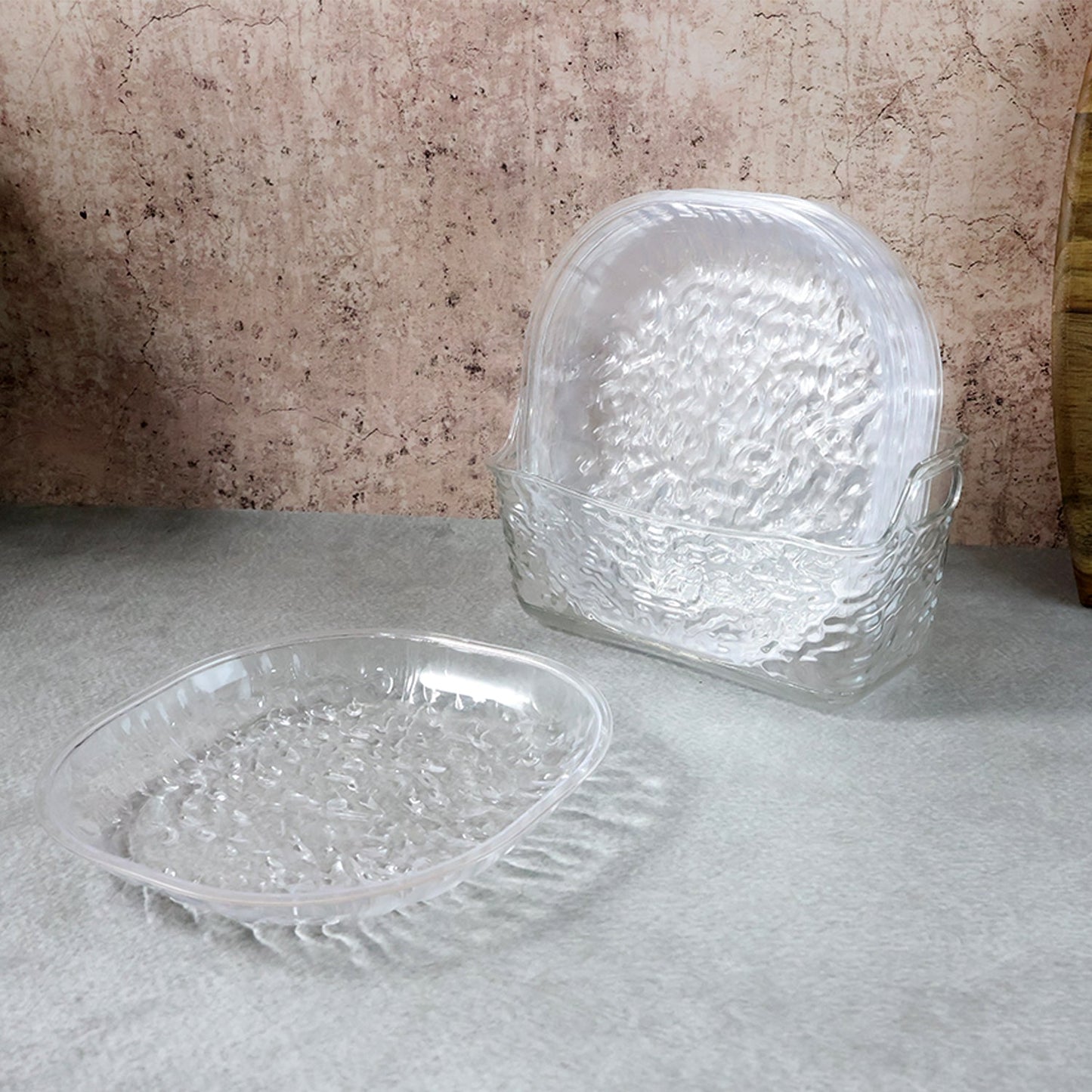 Elegant crystal clear snack serving plates set for parties and family gatherings