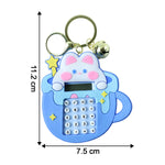 Mini digital calculator keychain with bunny design