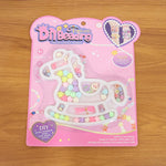 Children's creative beadwork kit including alphabet and flower beads with string