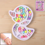 DIY jewellery making kit with colorful beads and elastic thread in organizer tray