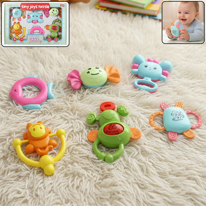Play Cart Tiny Joys Rattle Toy Set  6-in-1 Baby Rattles
