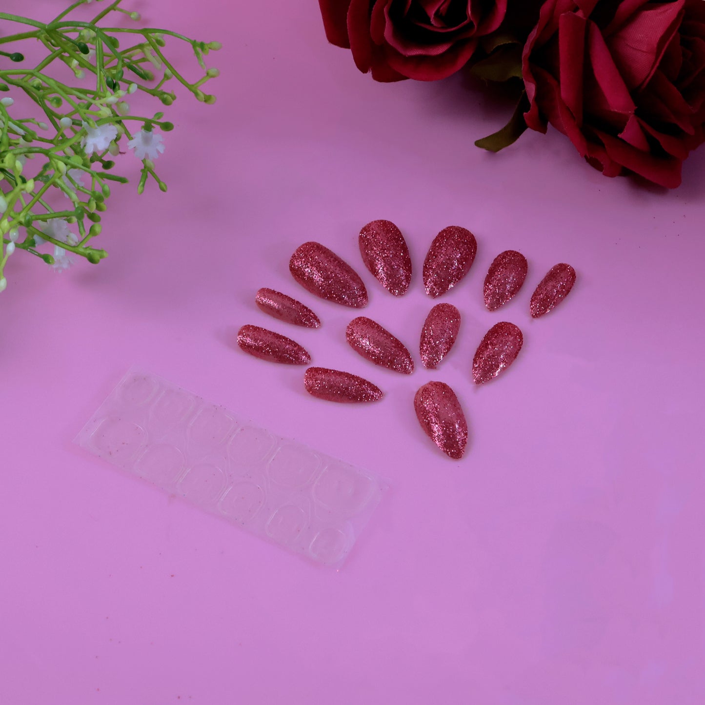 Glitter Press-on False Nails - (1 Set  Mix Color  Design)