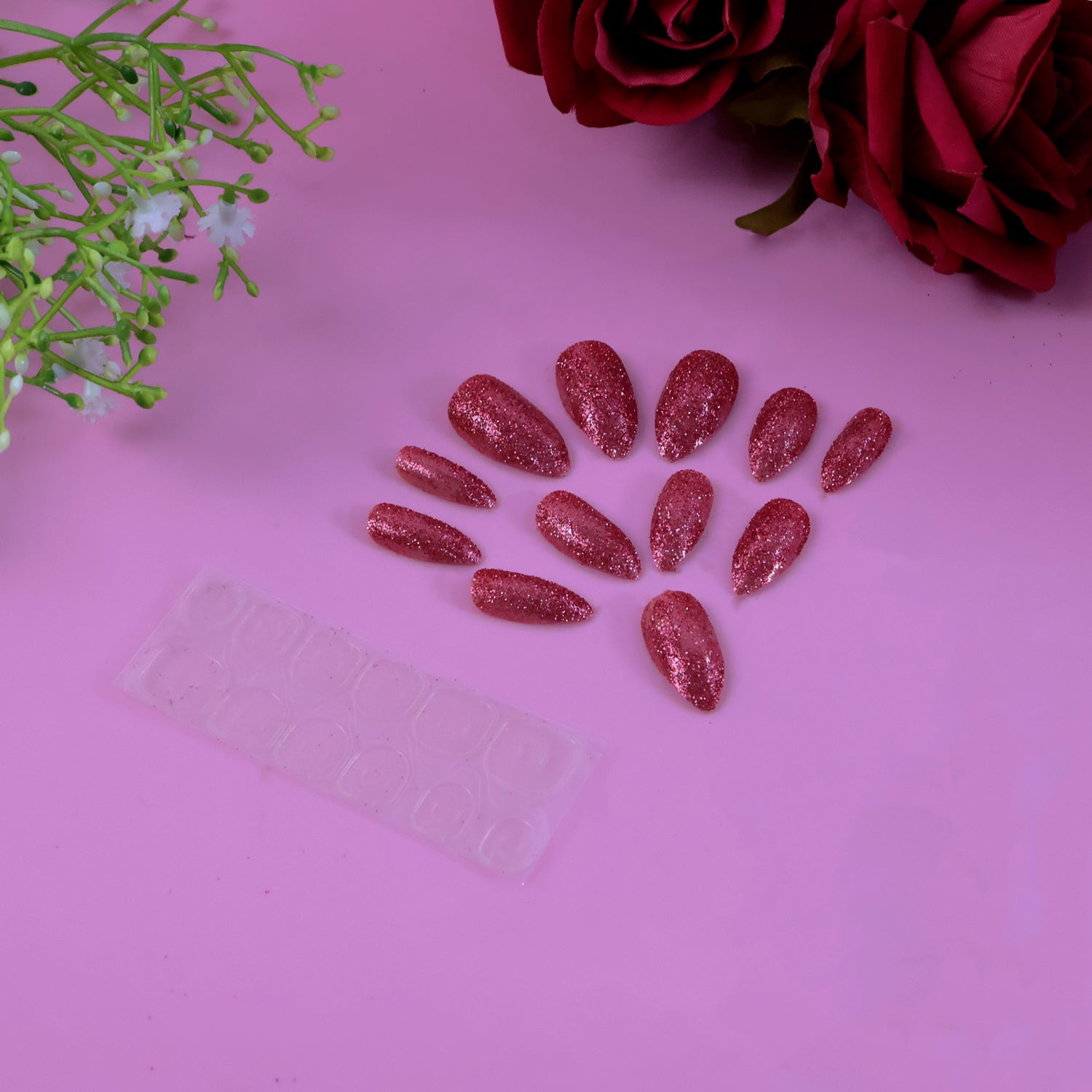 Glitter Press-on False Nails - (1 Set  Mix Color  Design)