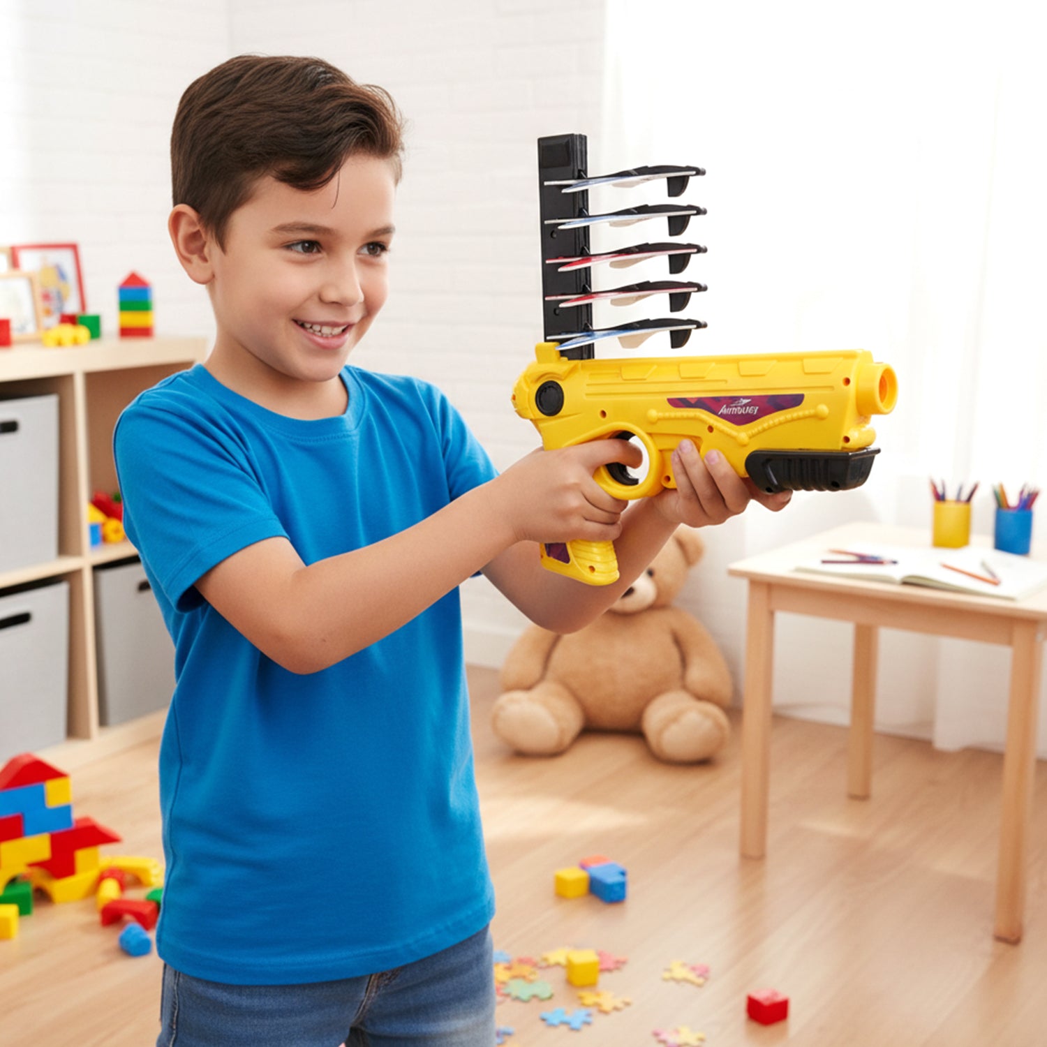 Air Battle Plane Launcher Gun Toy For Kids  Foam Glider Set (1 Set)