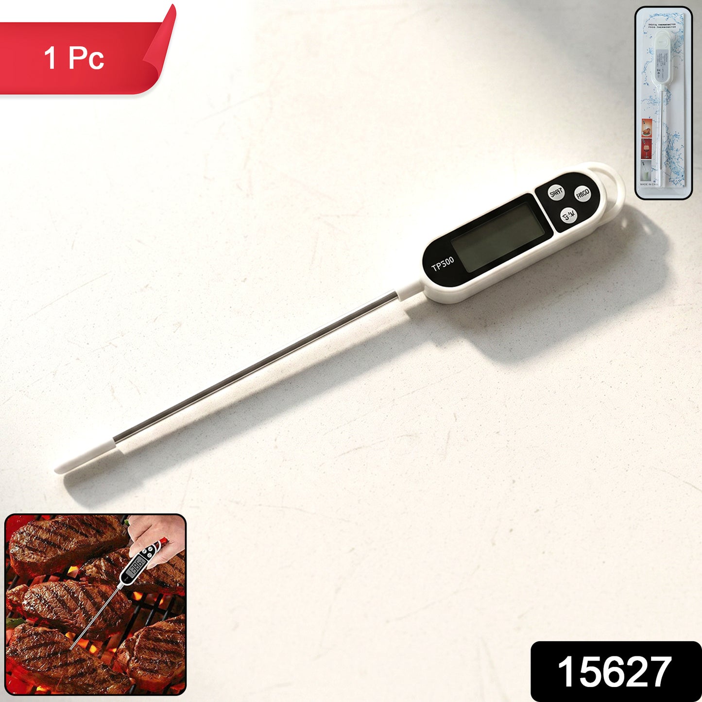 Digital Food Thermometer With Lcd Display (1 Pc)