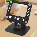 Side view of the foldable metal tablet stand
