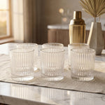 Crystal drinkware set in ribbed style suitable for casual and formal settings
