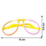 Size overview showing length and breadth of glow party glasses