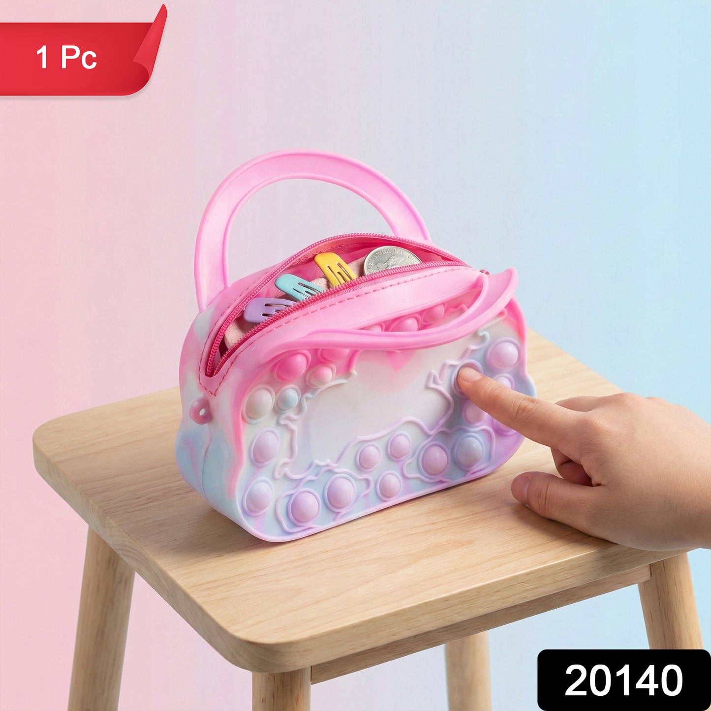 Silicone Pop It Coin Purse With Zipper And Handle (1 Pc)