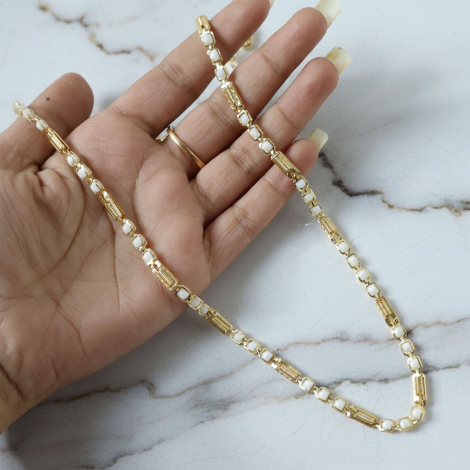 Gold-tone Designer Chain Necklace (1 Pc)