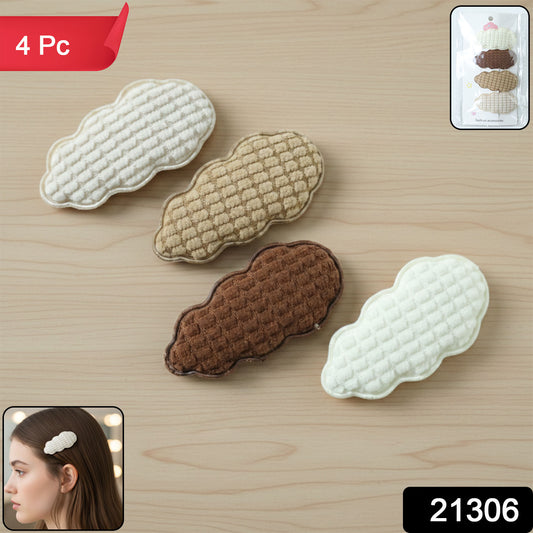 Premium Padded Cloud Shape Hair Clips Set (4 Pc)