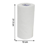 Dimensions of kitchen roll showing 18 cm by 18 cm sheet size