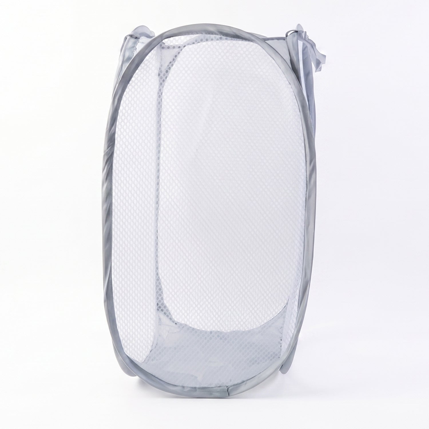 Foldable fabric laundry hamper with ventilated mesh design