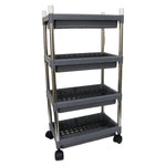 Mobile organizer rack with durable plastic trays and easy assembly