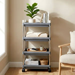 Movable 4-layer storage cart with sturdy stainless steel frame for home organization