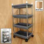 4-layer rolling storage cart with durable plastic trays and wheels