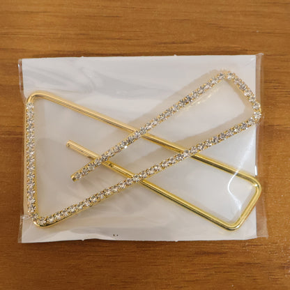 Premium Golden Crystal Triangle Saree Safety Pin Brooch (1 Pc)