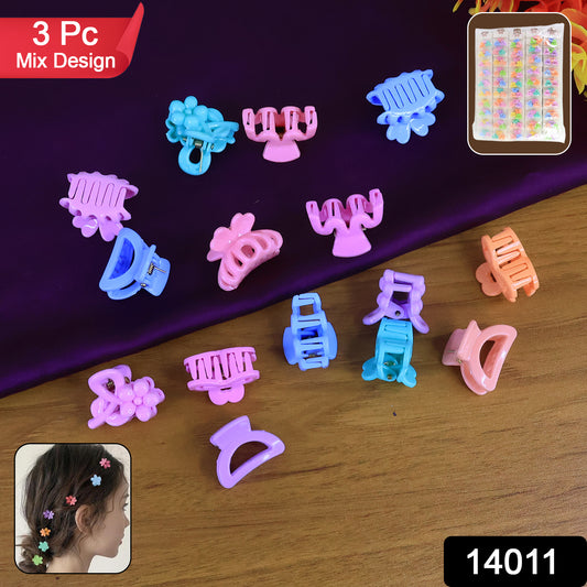 Plastic Small Hair Clips For Girls Kids Hair Accessories (3 Pcs Set  Mix Color  Design)
