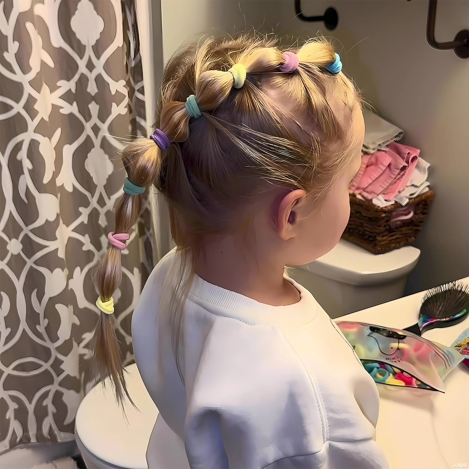 Colorful Soft Elastic Hair Bands Set For Kids  Girls (10 Pkt   1 Set)