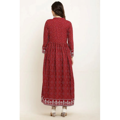 Women's Casual Rayon Full sleeve Kurti (Maroon)