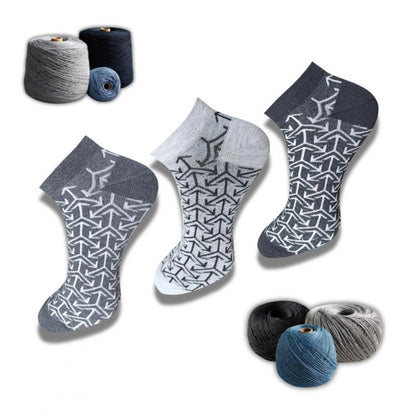 3_Pair Set Unisex Casual Cotton Printed Low Cut Socks (Multicolor)