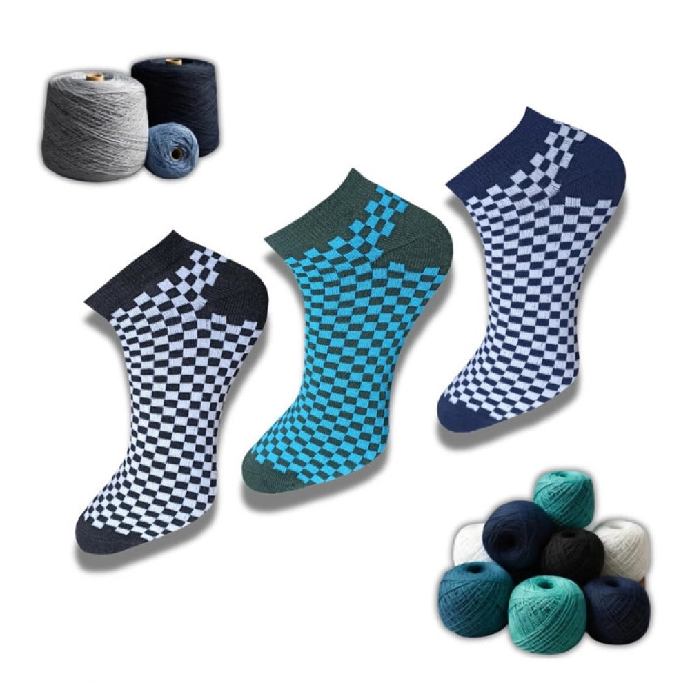 3_Pair Set Unisex Casual Cotton Printed Low Cut Socks (Multicolor)