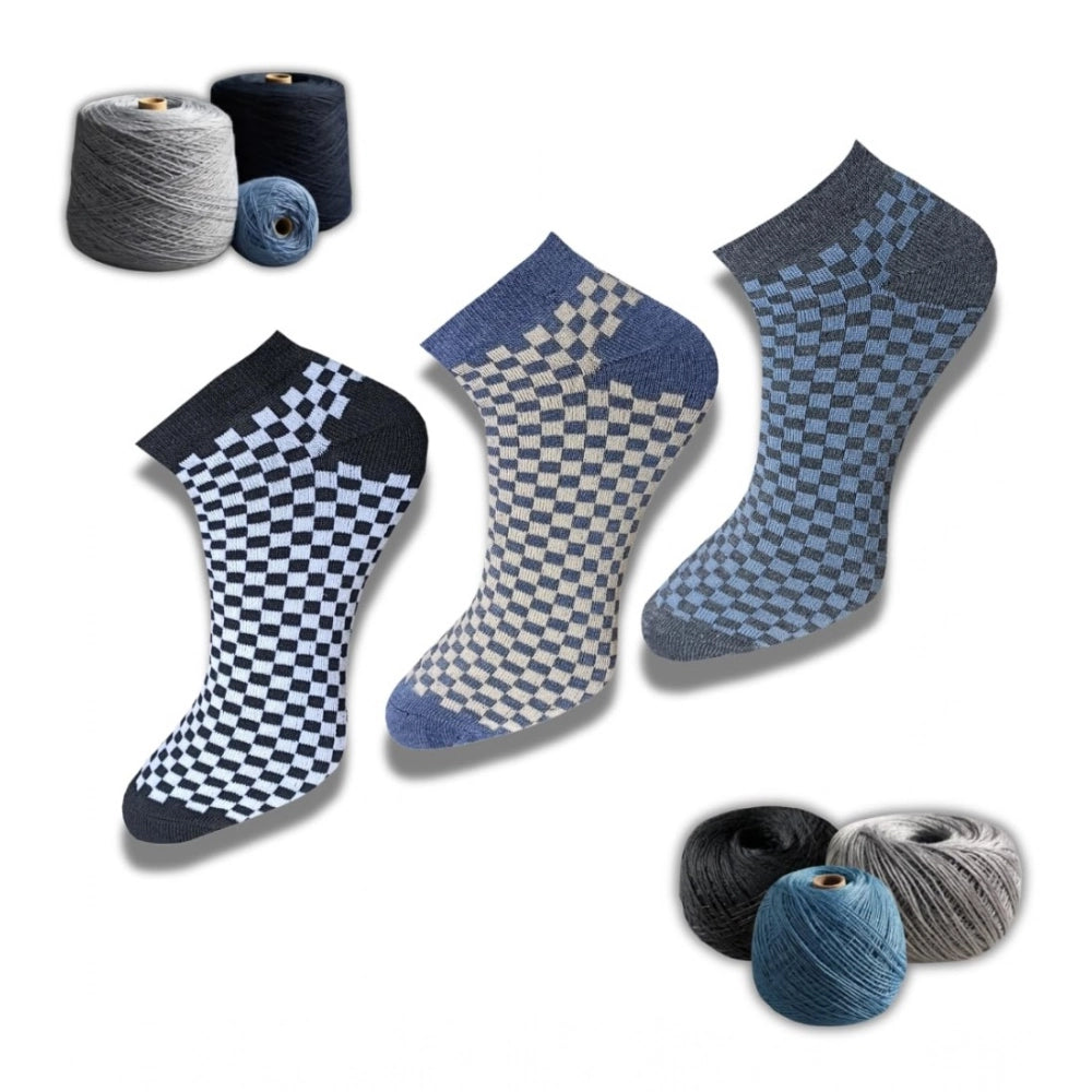 3_Pair Set Unisex Casual Cotton Printed Low Cut Socks (Multicolor)
