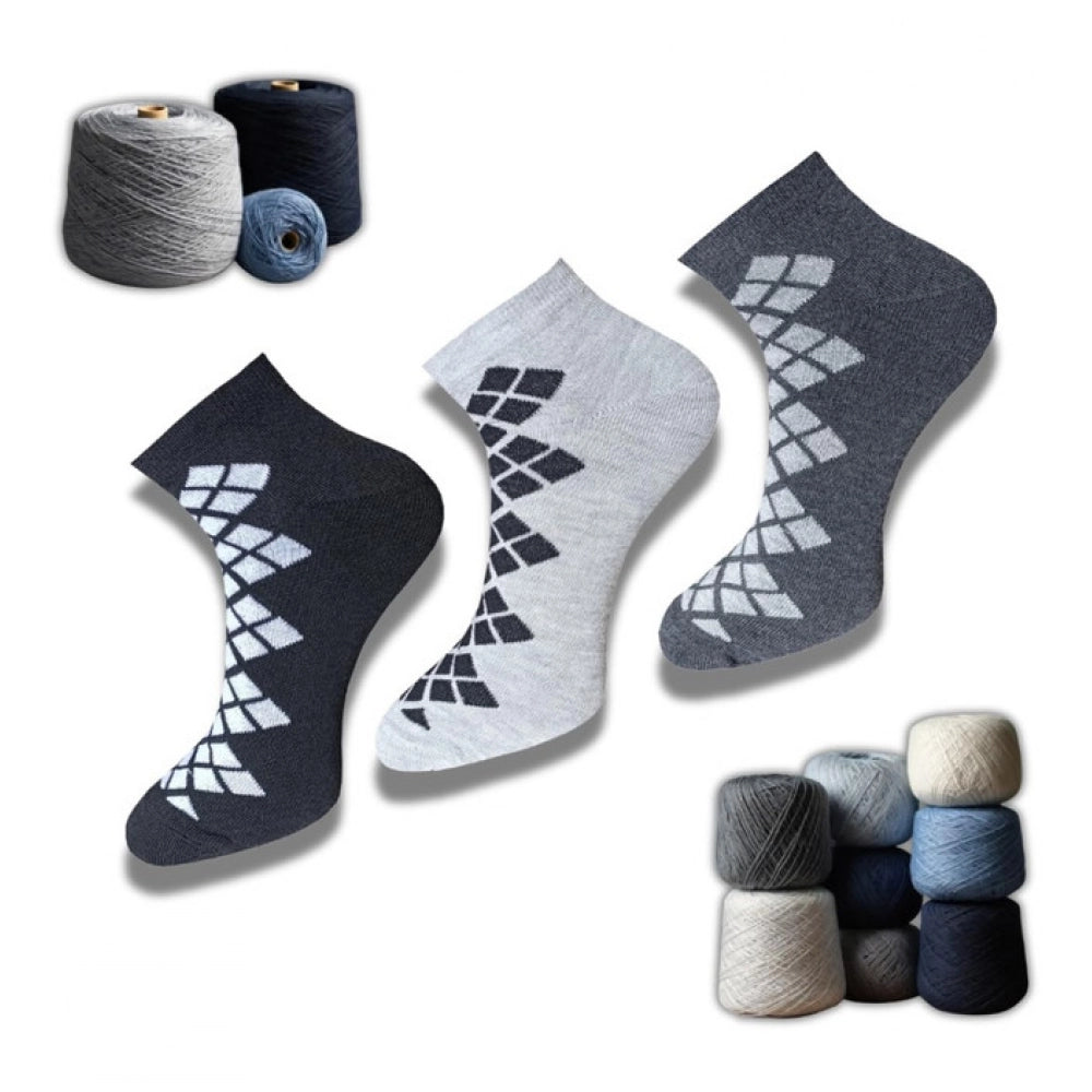 3_Pair Set Unisex Casual Cotton Printed Low Cut Socks (Multicolor)
