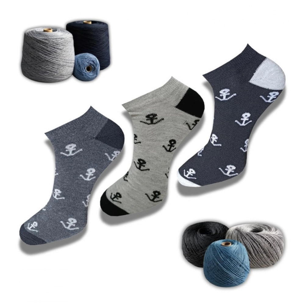 3_Pair Set Unisex Casual Cotton Printed Low Cut Socks (Multicolor)