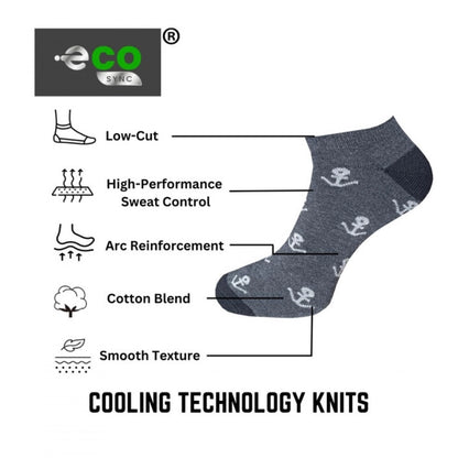 3_Pair Set Unisex Casual Cotton Printed Low Cut Socks (Multicolor)