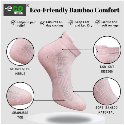 4_Pair Set Unisex Casual Bamboo Cotton Printed Ankle Length Socks (Multicolor)