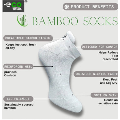 4_Pair Set Unisex Casual Bamboo Cotton Printed Ankle Length Socks (Multicolor)