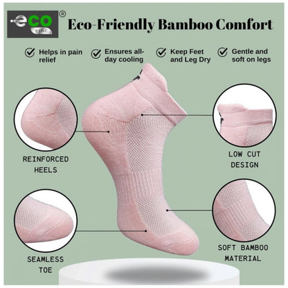 4_Pair Set Unisex Casual Bamboo Cotton Printed Ankle Length Socks (Multicolor)