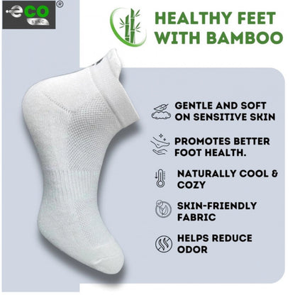 4_Pair Set Unisex Casual Bamboo Cotton Printed Ankle Length Socks (Multicolor)