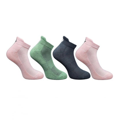 4_Pair Set Unisex Casual Bamboo Cotton Printed Ankle Length Socks (Multicolor)